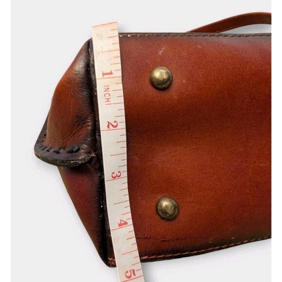 Patricia Nash Satchel Cognac Burnished Smooth Italian Leather Purse Shoulder Bag - Picture 13 of 16